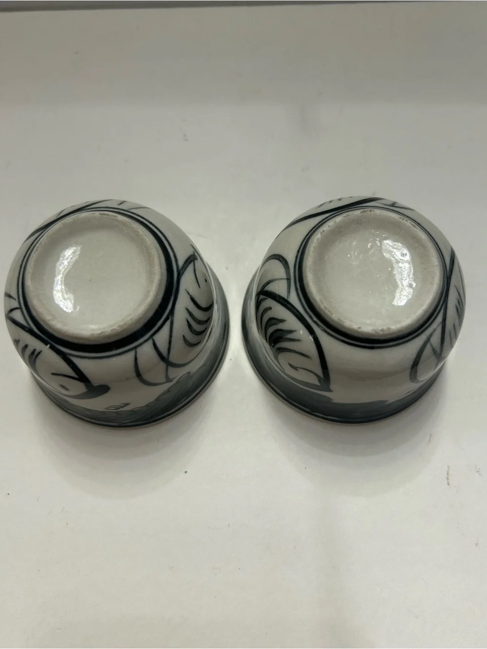 Ceramic Sake Cups Set of 2 – Blue Fish Japanese Style Drinkware